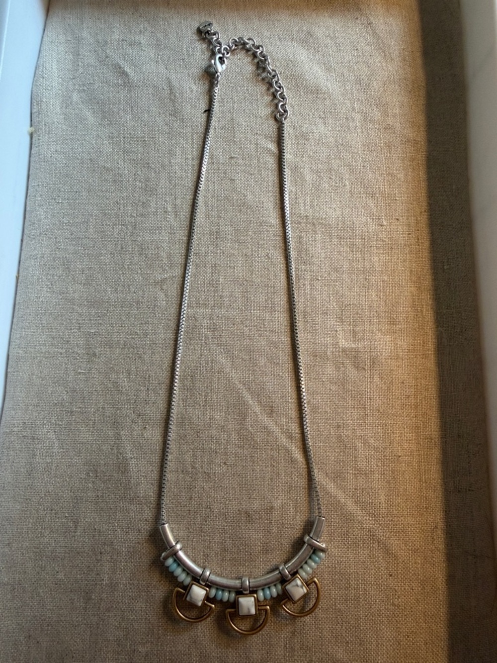 Stella & Dot Women’s Silver-Tone Necklace with Light Blue Beads